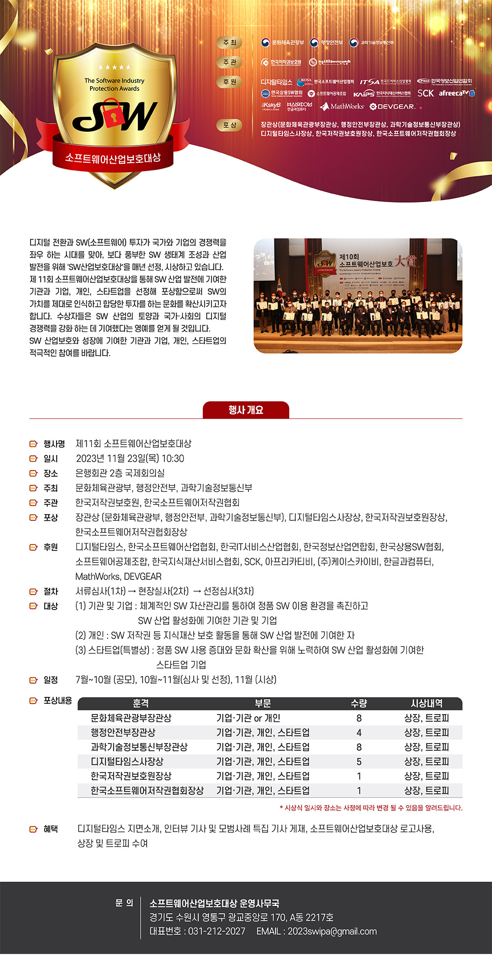 제 11회 소프트웨어 산업 보호 대상